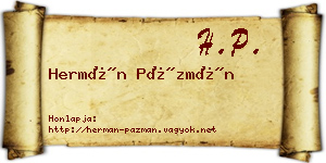 Hermán Pázmán névjegykártya
